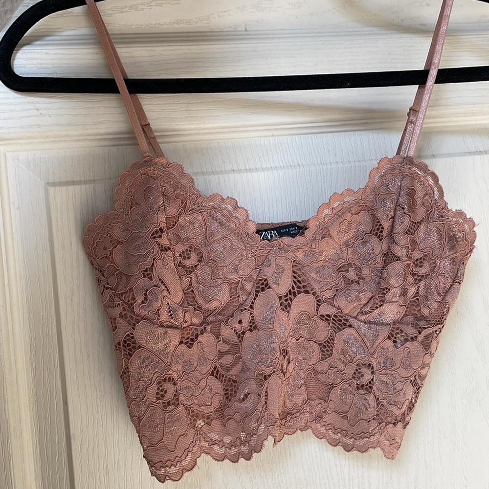 ZARA | lace crop top, size S